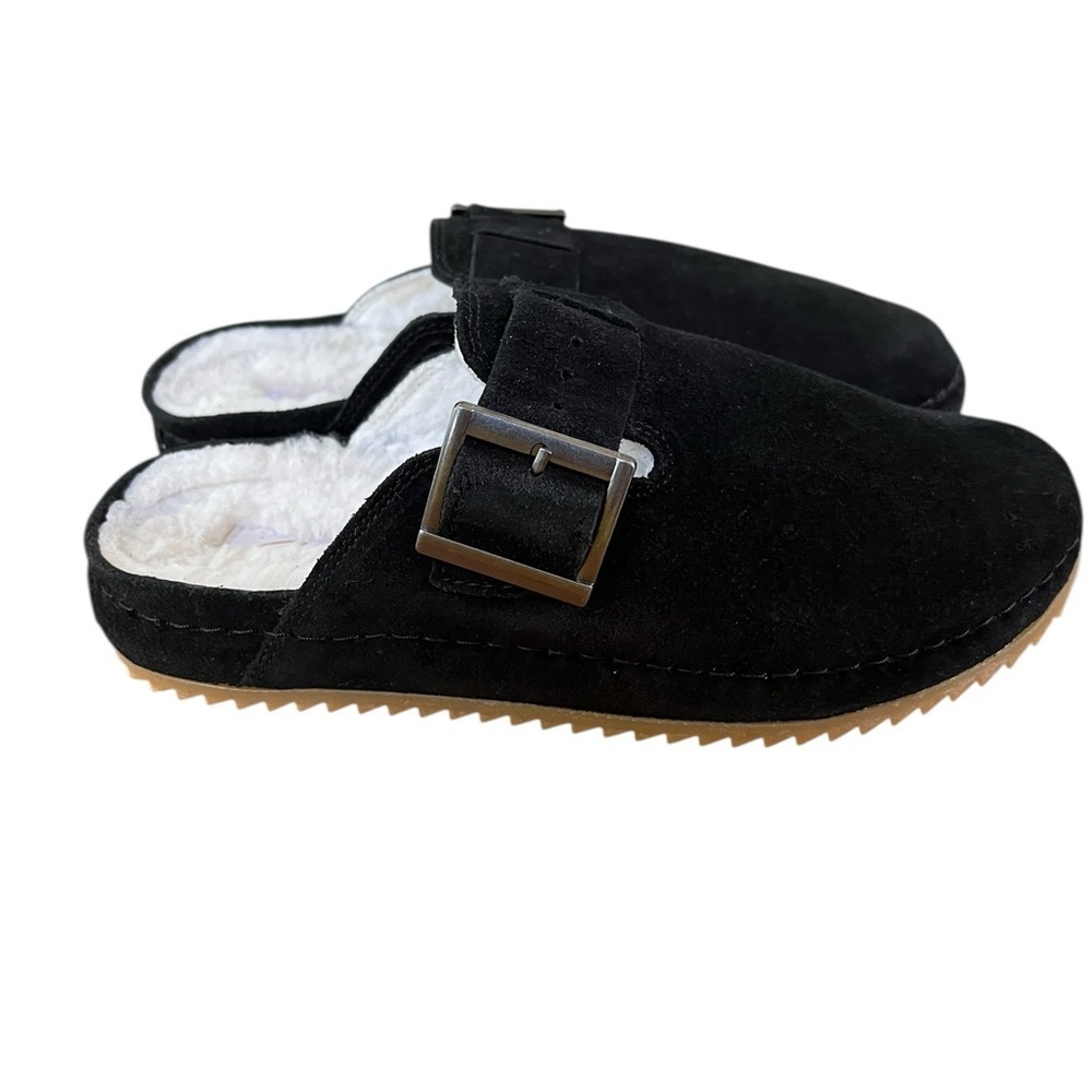 Clarks Women's Brookleigh Mule Slip On Black Suede Warmlined SZ 7 - Picture 2 of 13